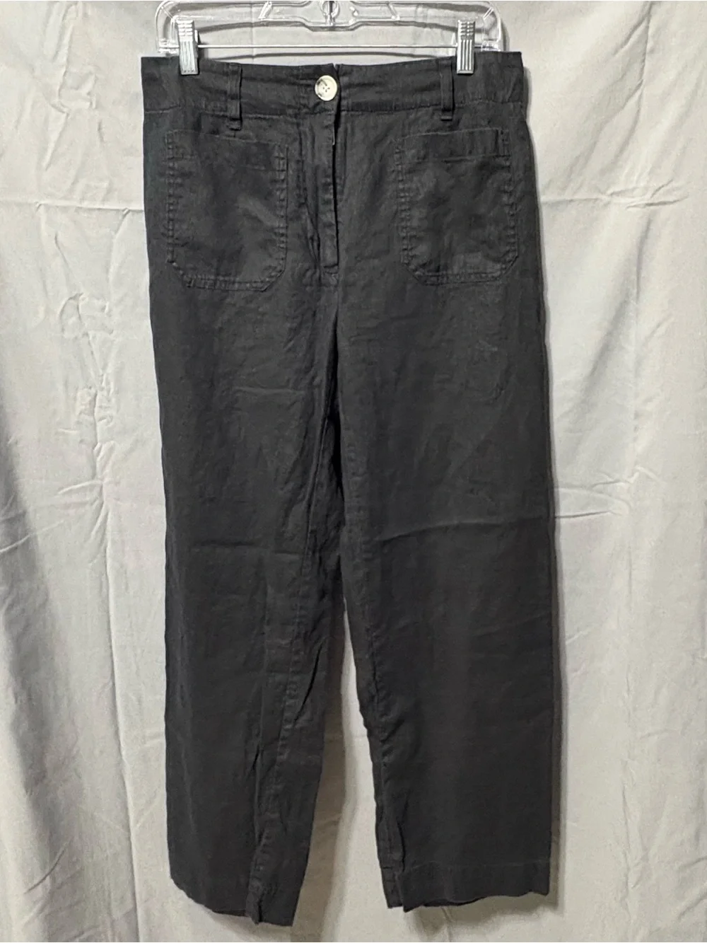 Quince Black 100% European Linen Wide Leg Trousers